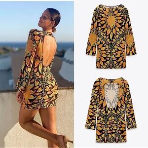 🆕(NWOT) ZARA Bloggers Fav Long Sleeve Retro Mini Dress. Size XS. NEVER WORN
